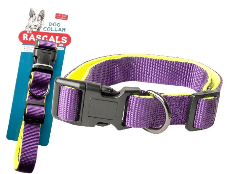 Ir a collar para perro. Material de nylon acolchado,super resistente, color violeta