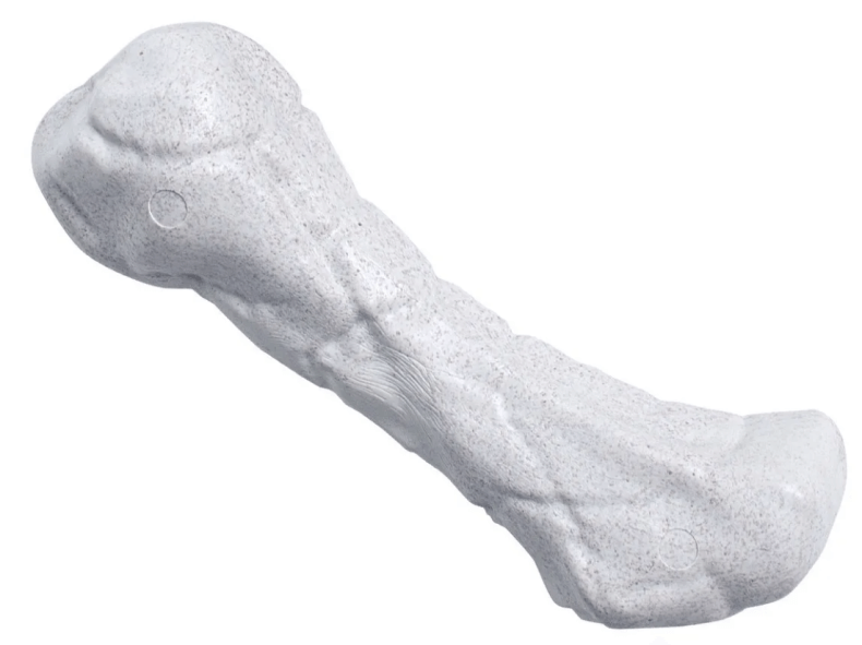 Ir a juguete para perro en forma de hueso. Material de fibra de maiz, super resistente, color blanco